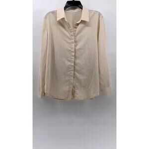 09WOMEN Women's Beige Regular-Fit Long Sleeve Button-Up Top SZ M